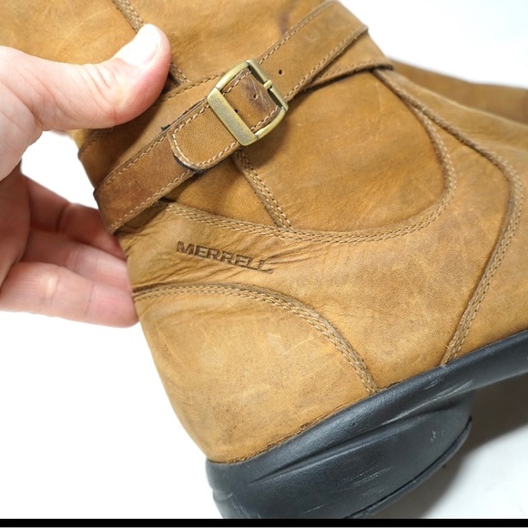 Merrell Tetra Strap Waterproof Boots Shoes Women’s Size 11 Tan Brown Leather - Picture 9 of 10